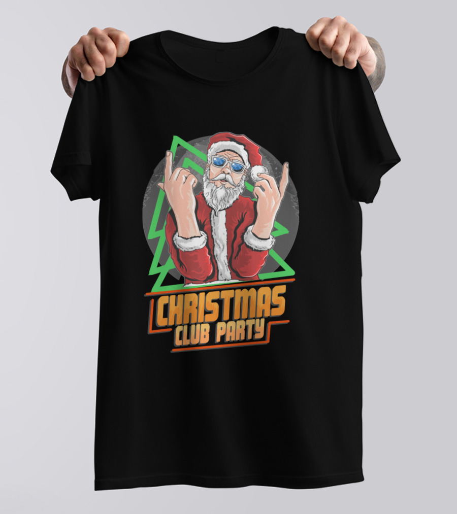 Santa Rocking Out At Christmas Club Party T-Shirt