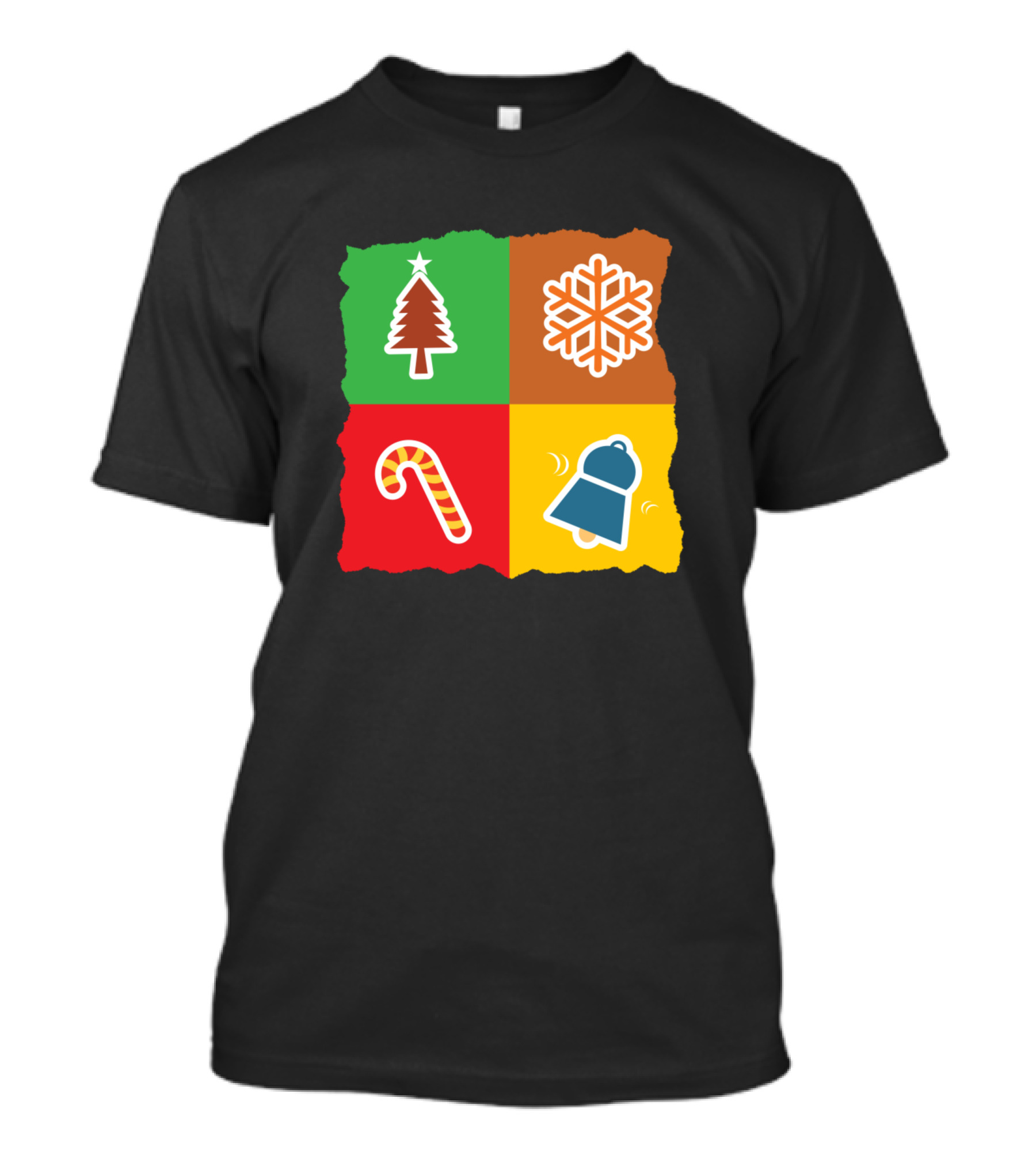 Christmas Tiles Tree Snowflake Candy Cane Bell T-Shirt