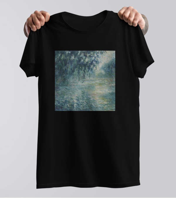 Claude Monet Neck Gaiter Morning On The Seine Mone Impressionist Landscape T-Shirt