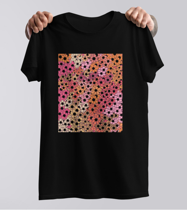 Cluster Of Flowers Floral Pattern Multicolor Blooms T-Shirt