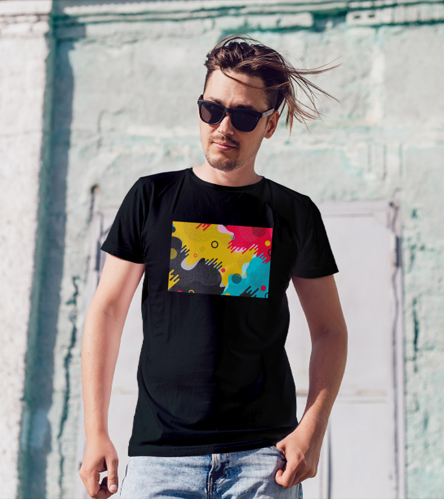 Colorful Geometric Waves And Circles T-Shirt