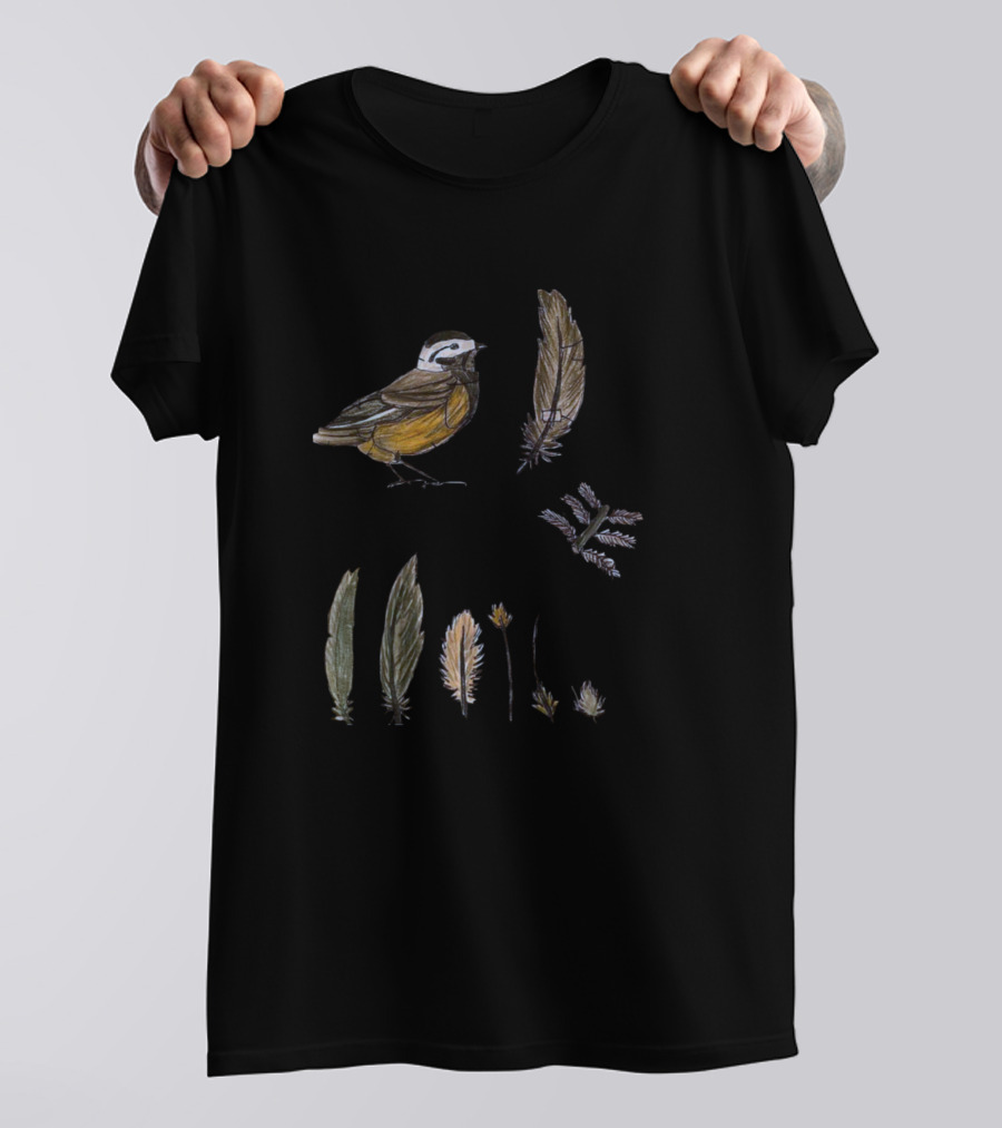 Complete Anatomy Black Capped Chickadee Feathers Bark Barbara Bruce Bird T-Shirt