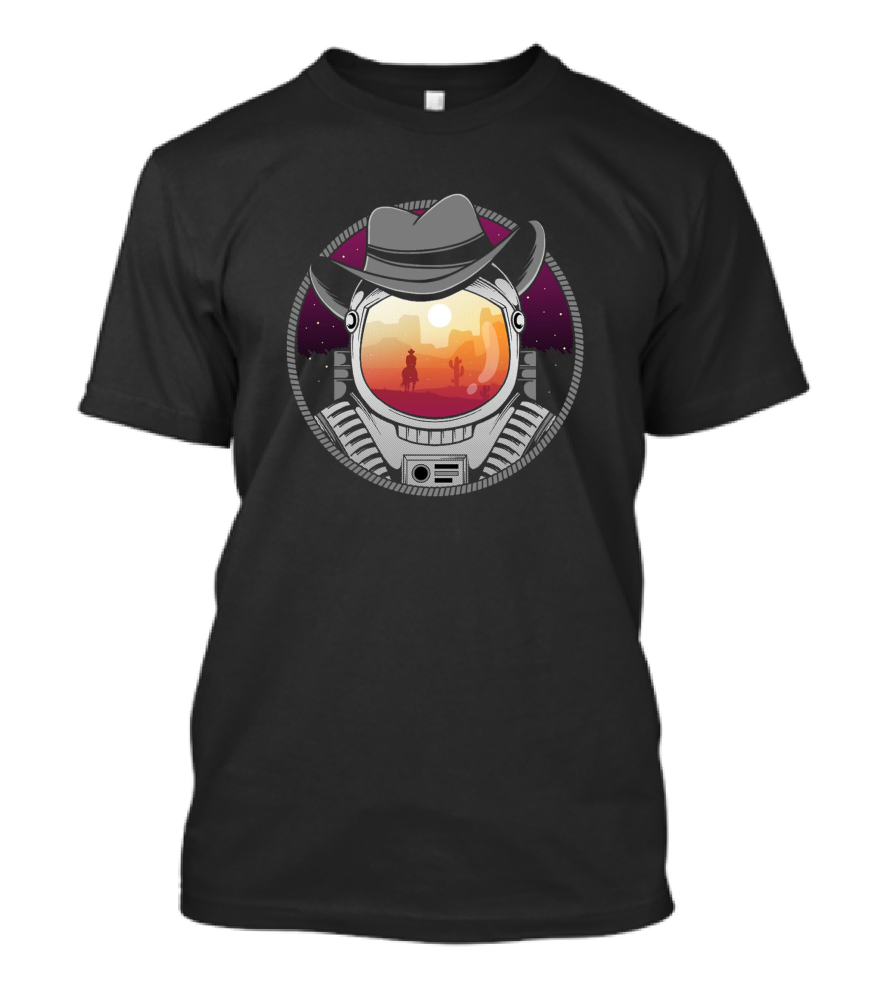 Cosmic Cowboy Astronaut With Western Desert Reflection T-Shirt