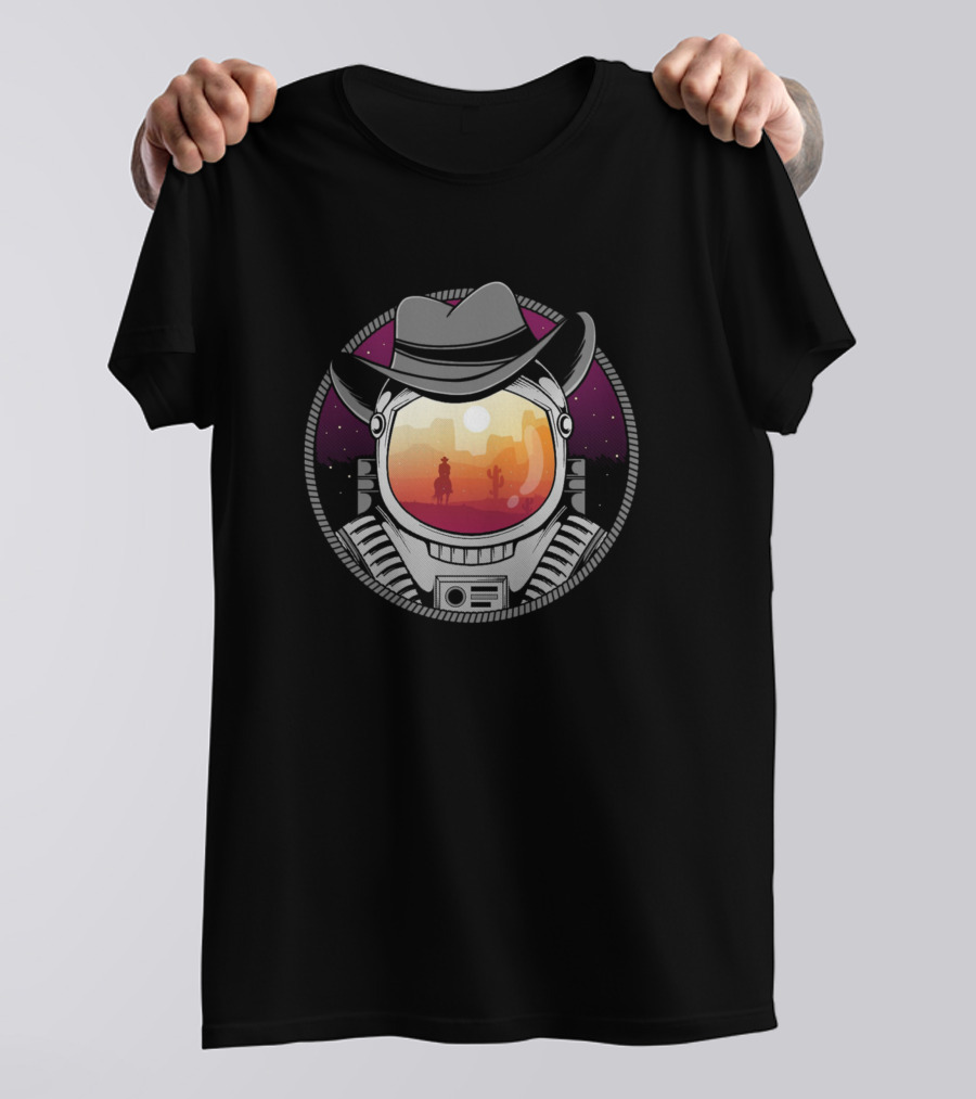 Cosmic Cowboy Astronaut With Western Desert Reflection T-Shirt