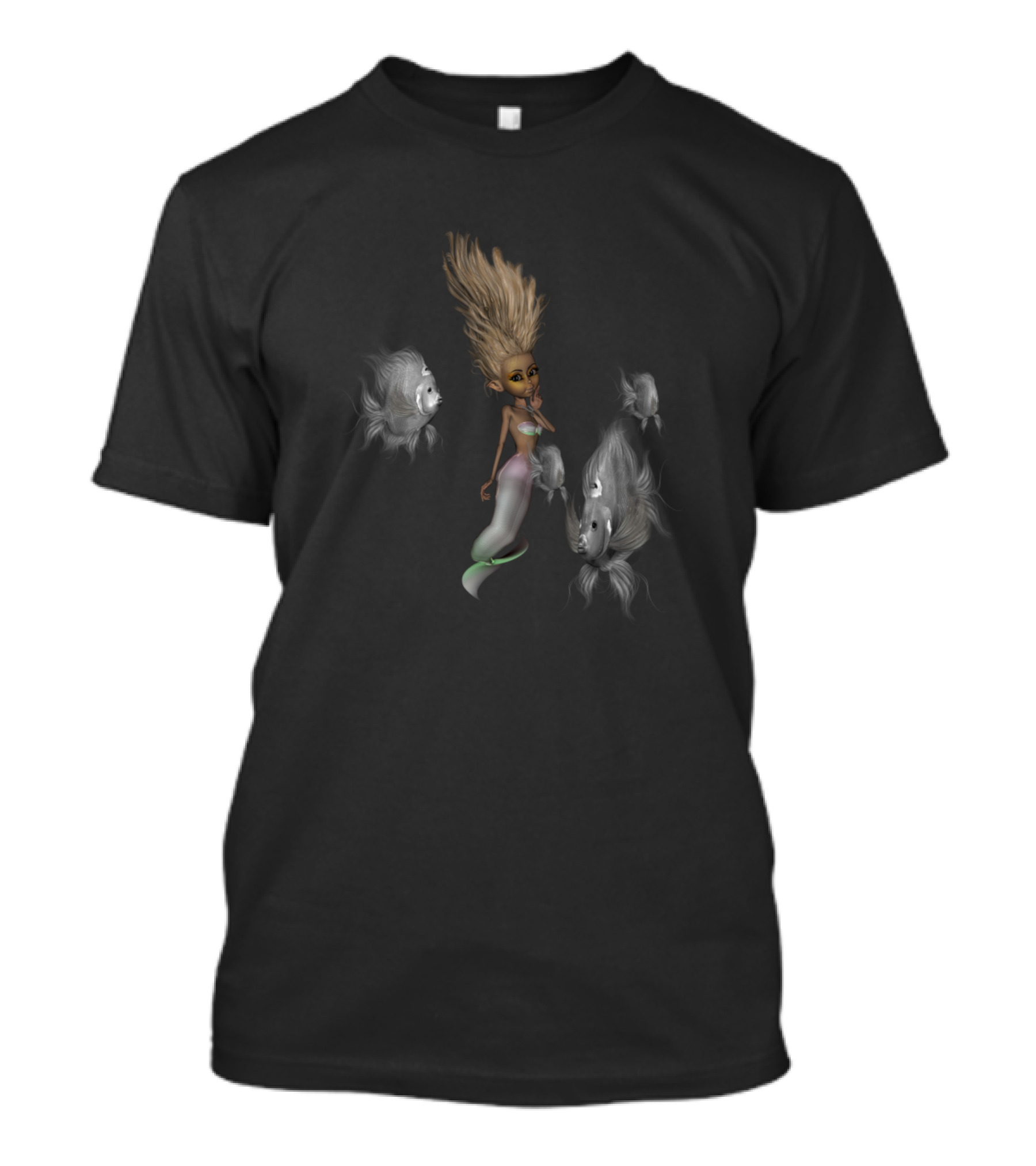 Cute Enchanting Mermaid With Whimsical Fantasy Fish T-Shirt