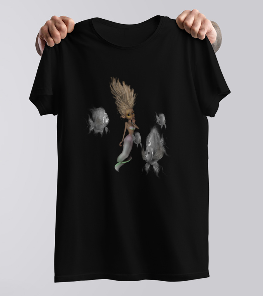 Cute Enchanting Mermaid With Whimsical Fantasy Fish T-Shirt