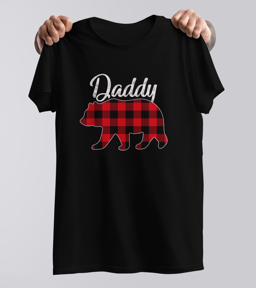 Daddy Red Plaid Bear T-Shirt