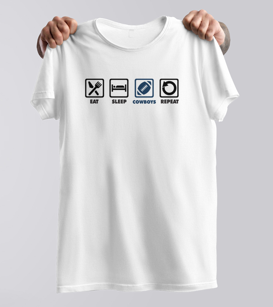 Eat Sleep Football Cowboys Repeat T-Shirt