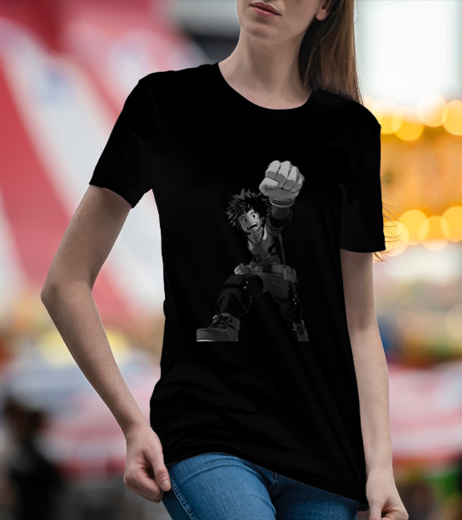 Deku Izuku Midoriya My Hero Academia Manga Style Action Pose T-Shirt