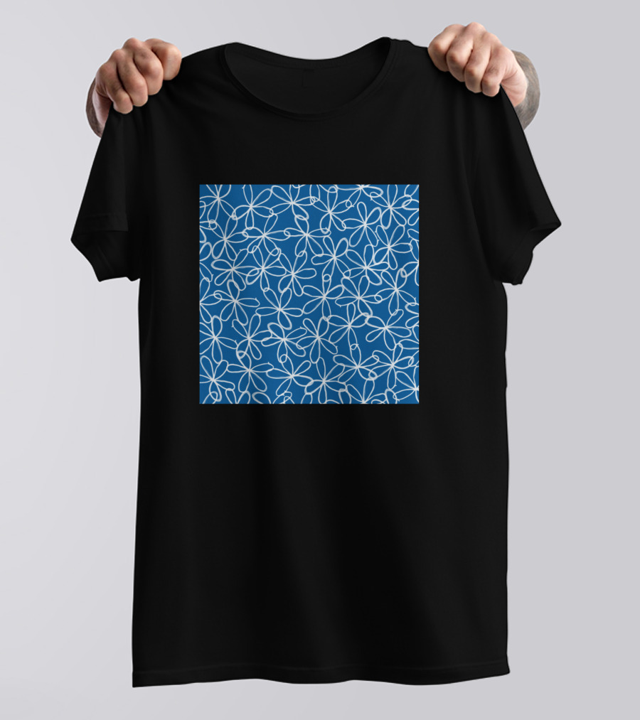 Doodle Daisies Blue Daisy Neck Gaiter Floral Pattern Gator T-Shirt