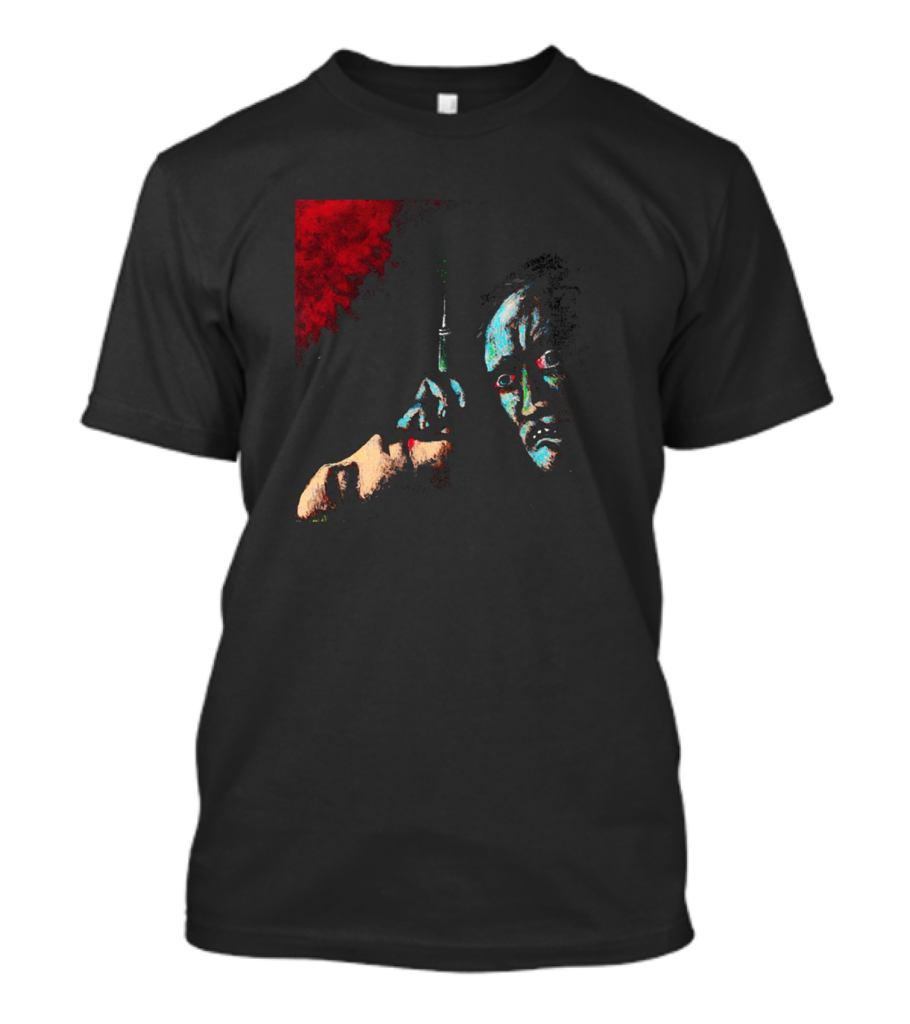 Dr Blood Horror Dark Art Syringe Face Shadows T-Shirt
