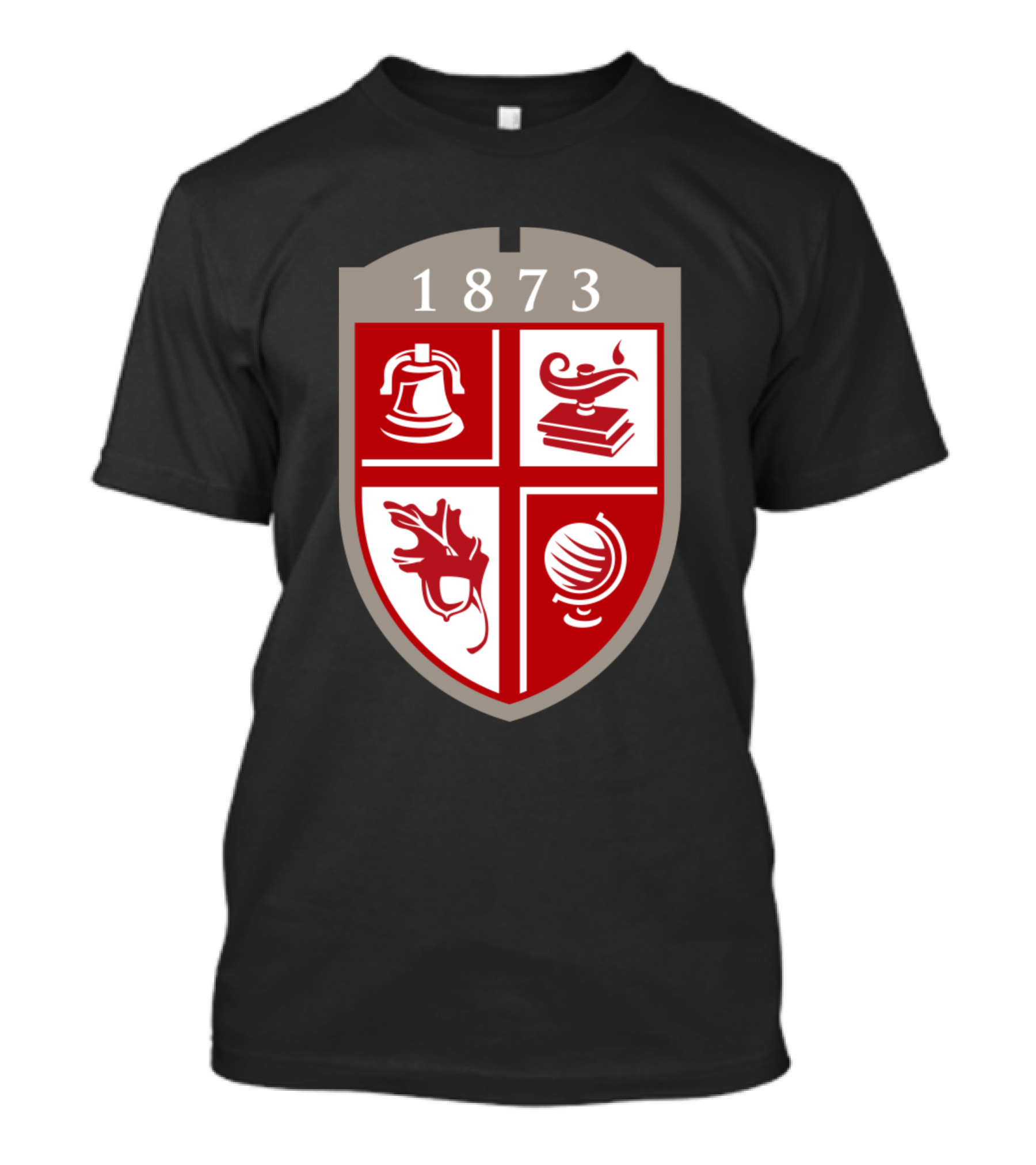 Drury University 1873 Red Shield Emblem Bell Lamp Oak Globe T-Shirt