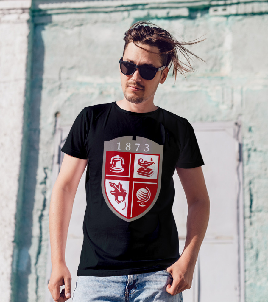 Drury University 1873 Red Shield Emblem Bell Lamp Oak Globe T-Shirt