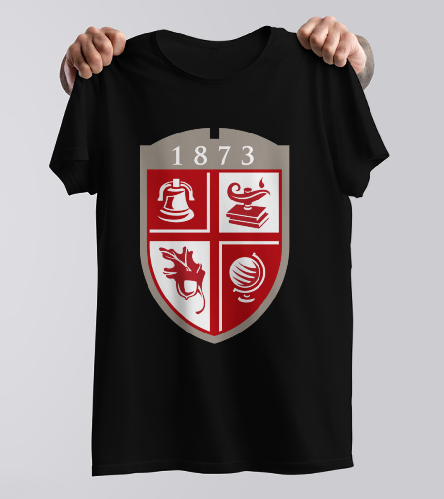 Drury University 1873 Red Shield Emblem Bell Lamp Oak Globe T-Shirt