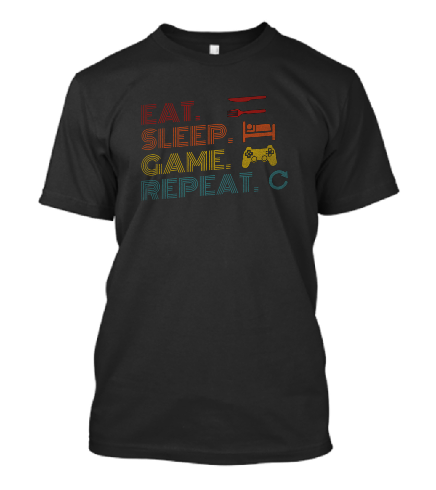 Eat Sleep Game Repeat Gamer Daily Routine Controller Icons T-Shirt