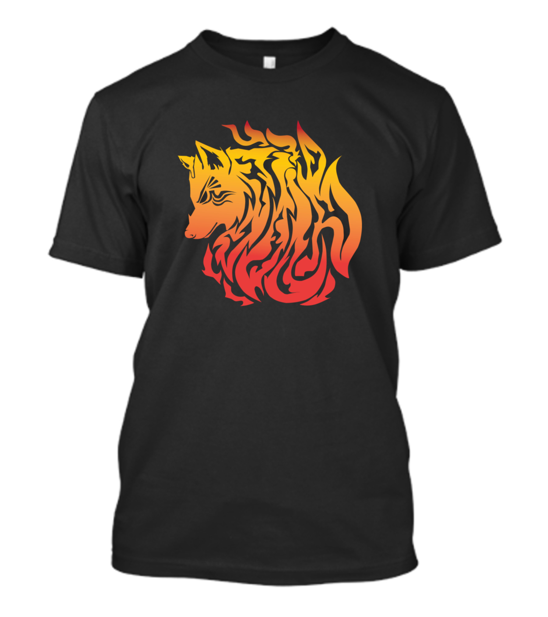 Fox On Fire Flame Pattern Ember Outline T-Shirt