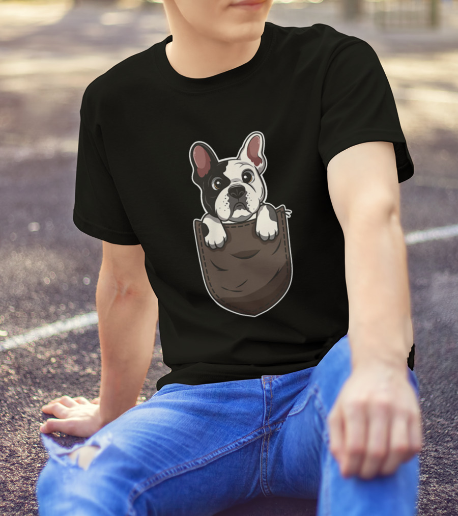 French Bulldog In Pocket Cute Dog Valentine T-Shirt
