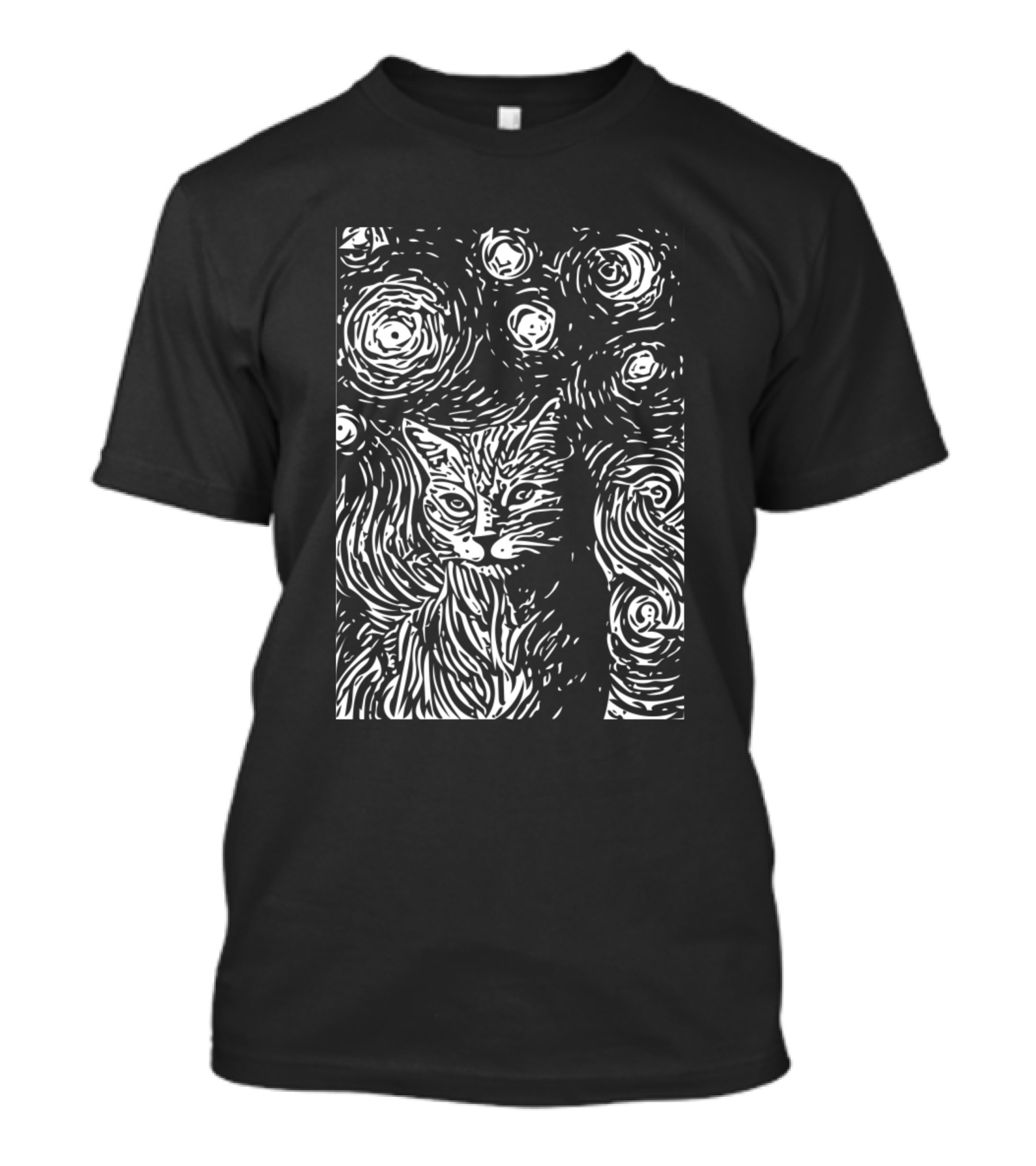 Funny Artistic Cat Gogh Starry Night T-Shirt