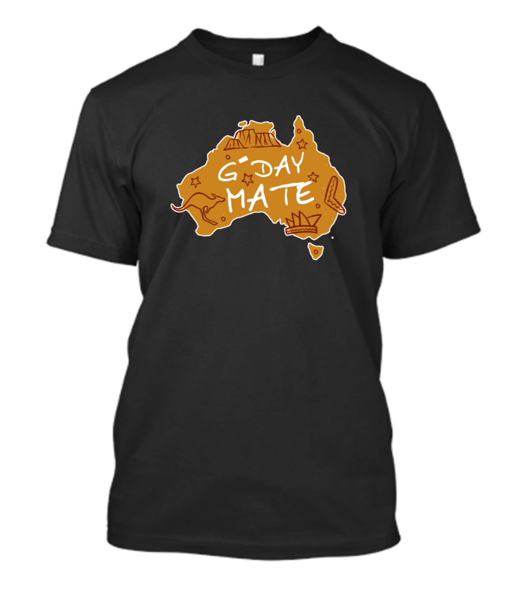 G-Day Mate Australia Map With Icons Of Kangaroo And Sydney Opera House T-Shirt