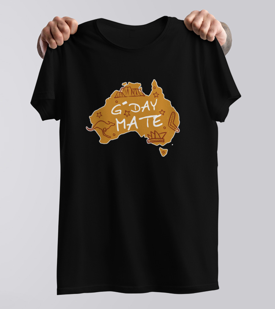 G-Day Mate Australia Map With Icons Of Kangaroo And Sydney Opera House T-Shirt