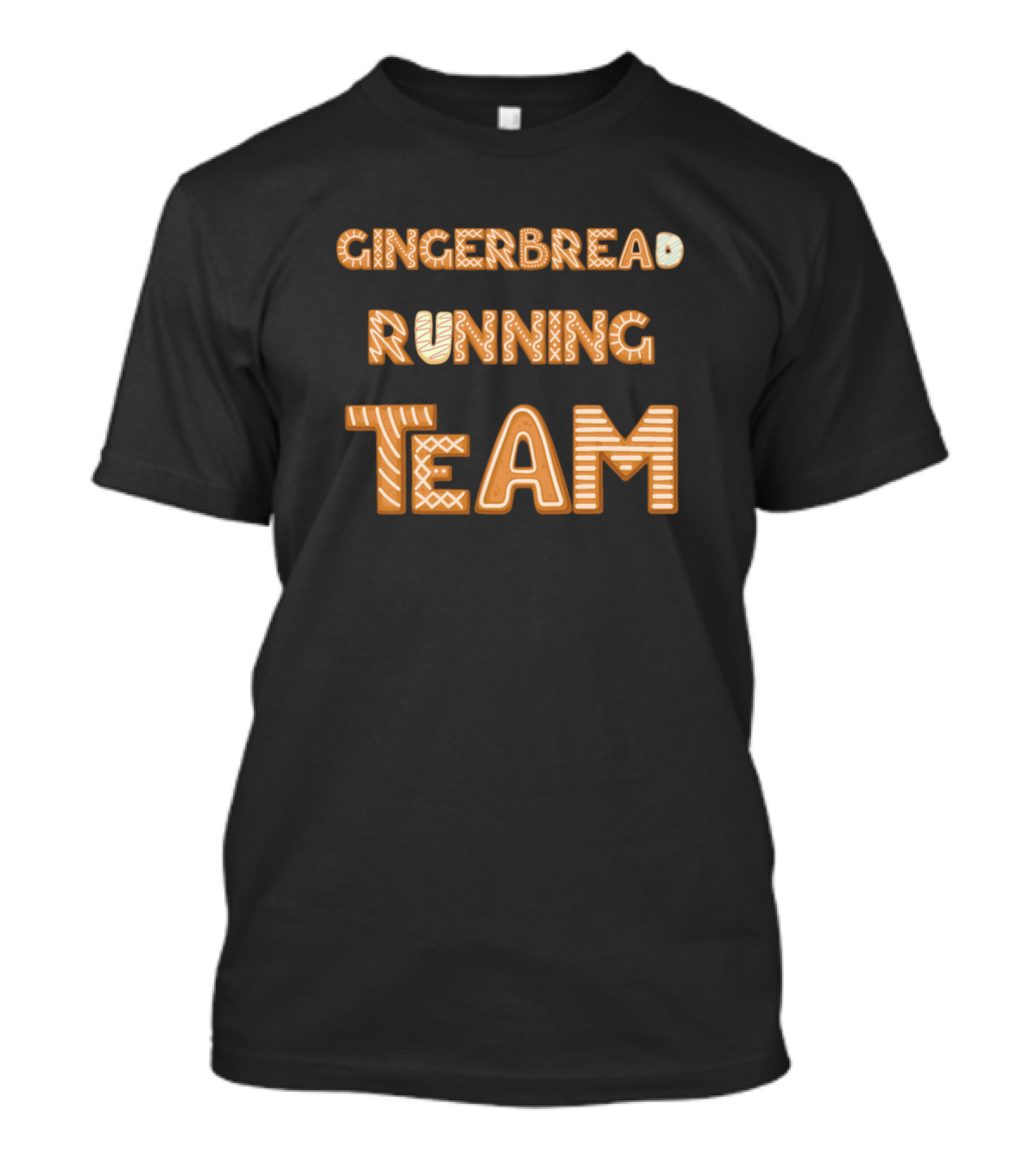 Gingerbread Running Team Cool Cookie Typography T-Shirt