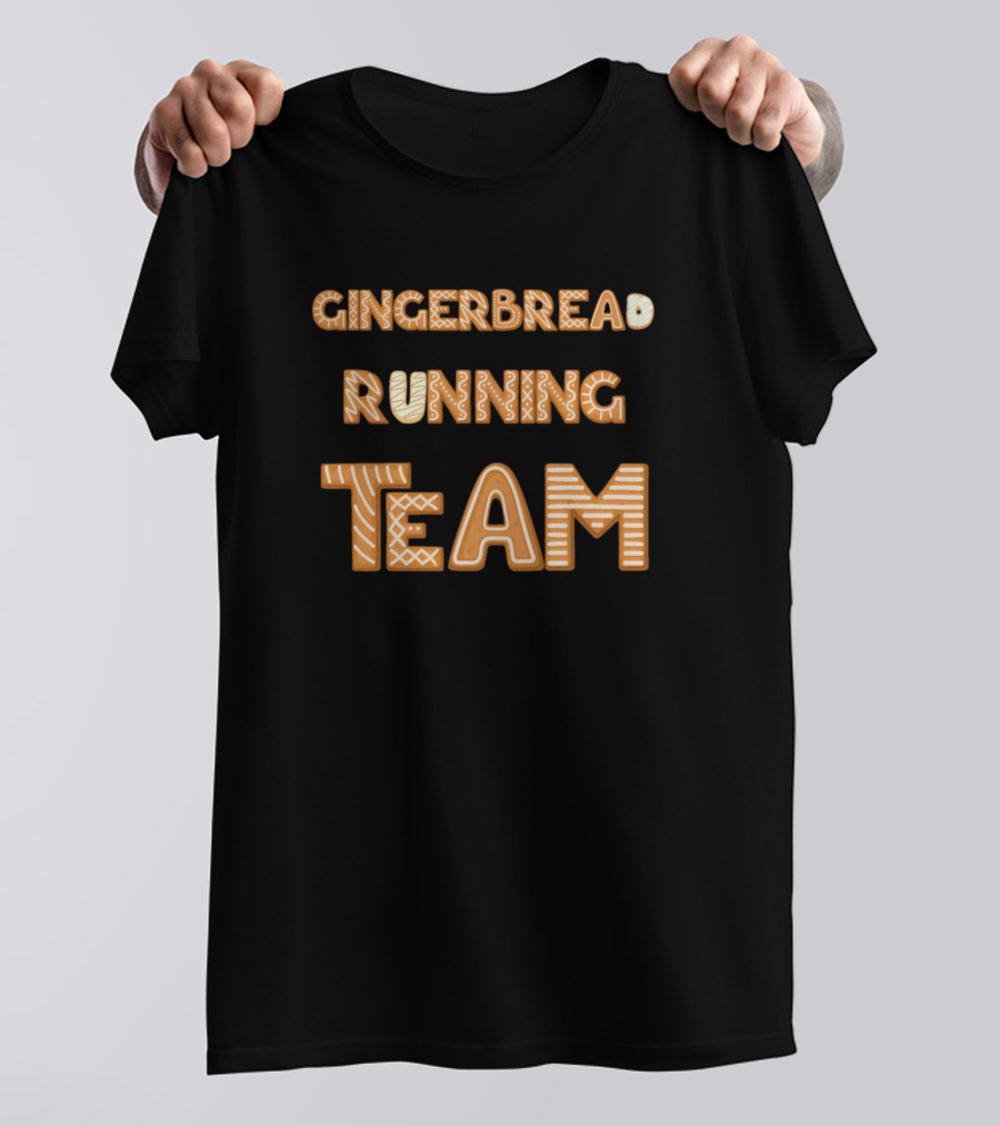 Gingerbread Running Team Cool Cookie Typography T-Shirt