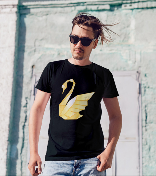 Golden Yellow Origami Swan T-Shirt