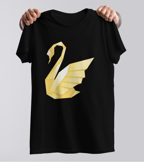 Golden Yellow Origami Swan T-Shirt