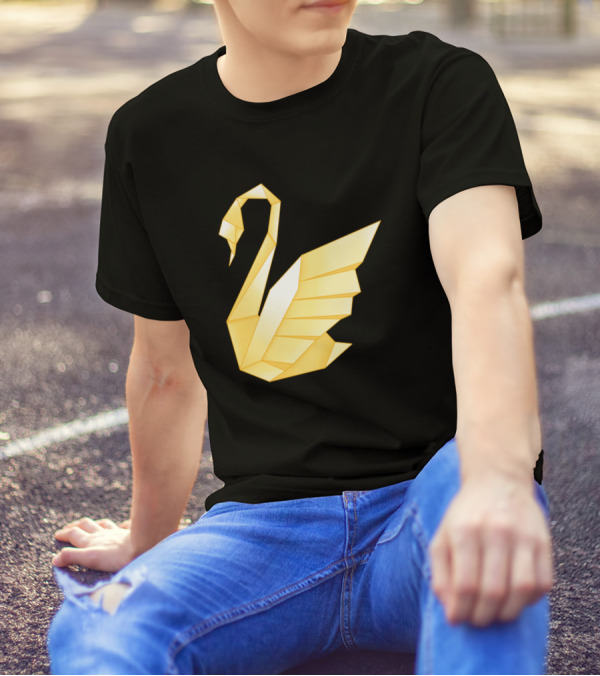 Golden Yellow Origami Swan T-Shirt
