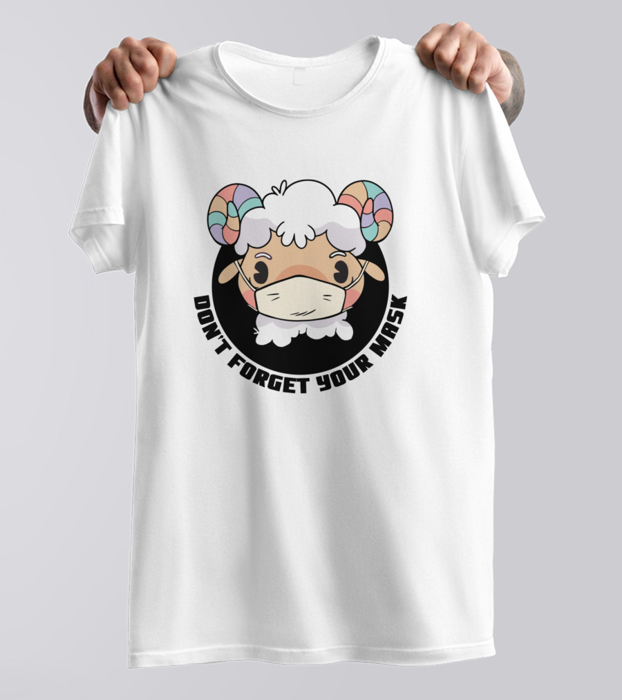 Don't Forget Your Mask Cute Sheep Wearing Face Mask With Colorful Horns T-Shirt