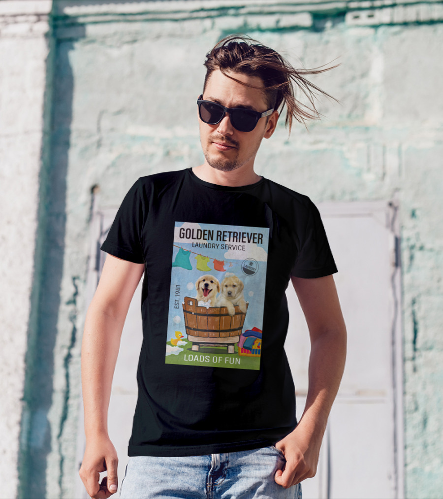 Golden Retriever Laundry Service Loads Of Fun EST 1981 T-Shirt
