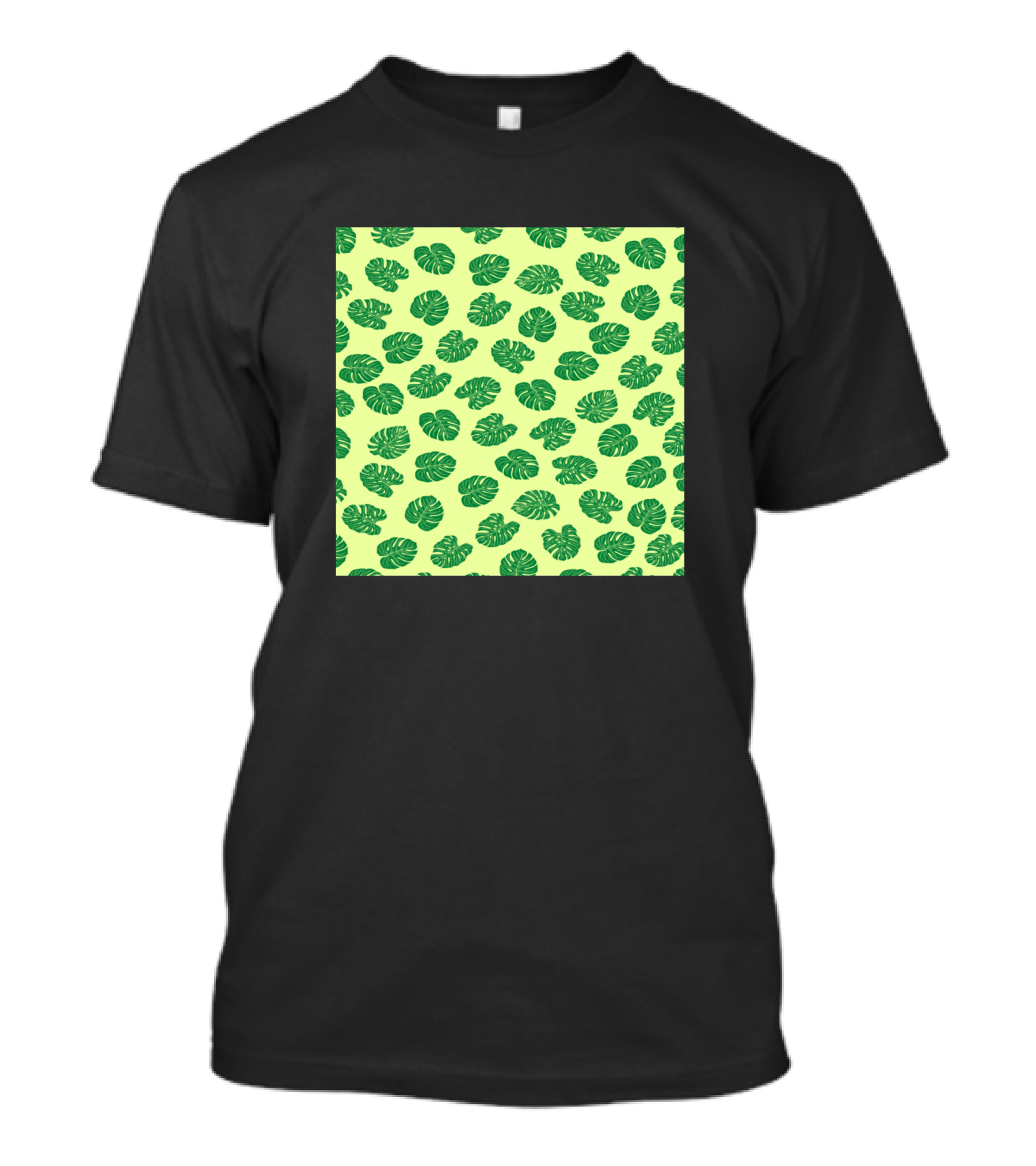 Green Minimalist Monstera Leaf Pattern Squares T-Shirt