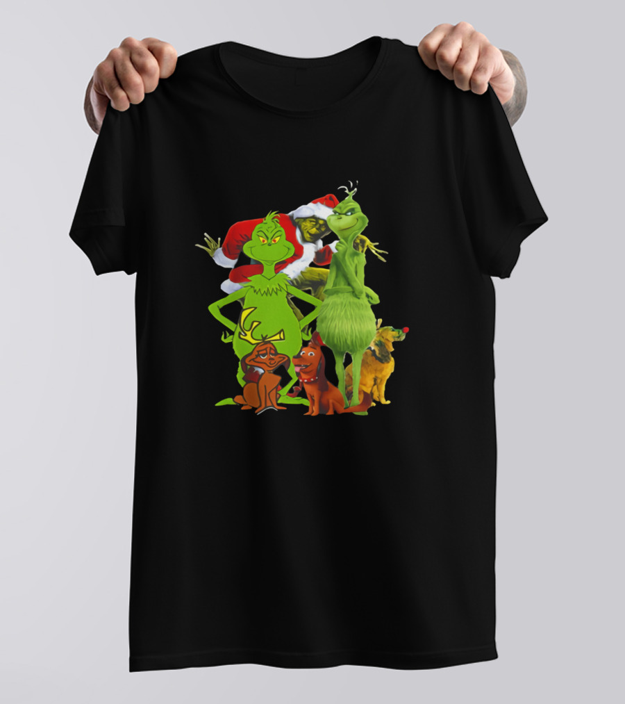 Grinch Friend Multiple Grinch Versions With Christmas Dogs T-Shirt