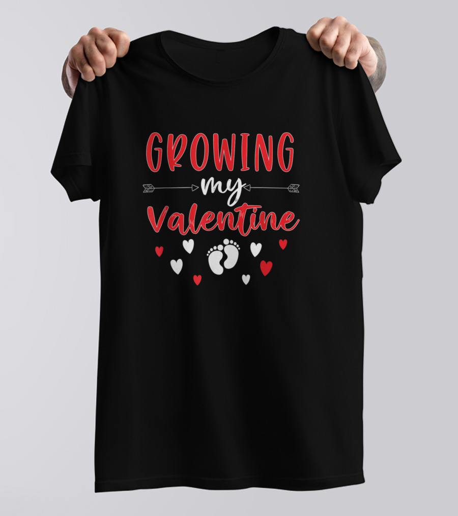 Growing My Valentine Baby Feet Hearts Arrows T-Shirt
