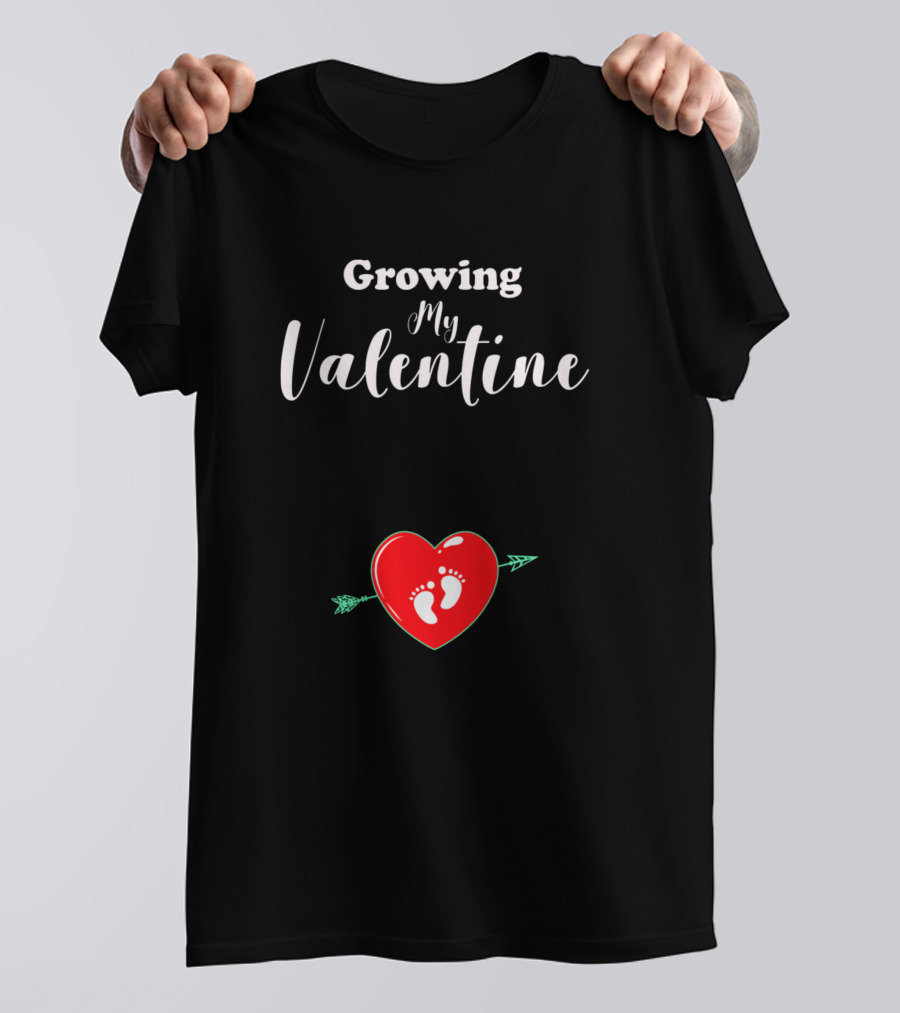Growing My Valentine Heart Arrow Baby Feet T-Shirt