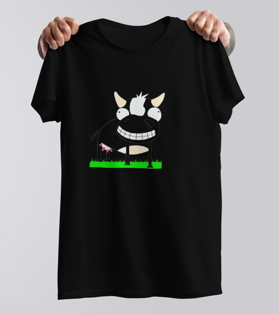 Happy Cow Grinning Cartoon Pasture T-Shirt
