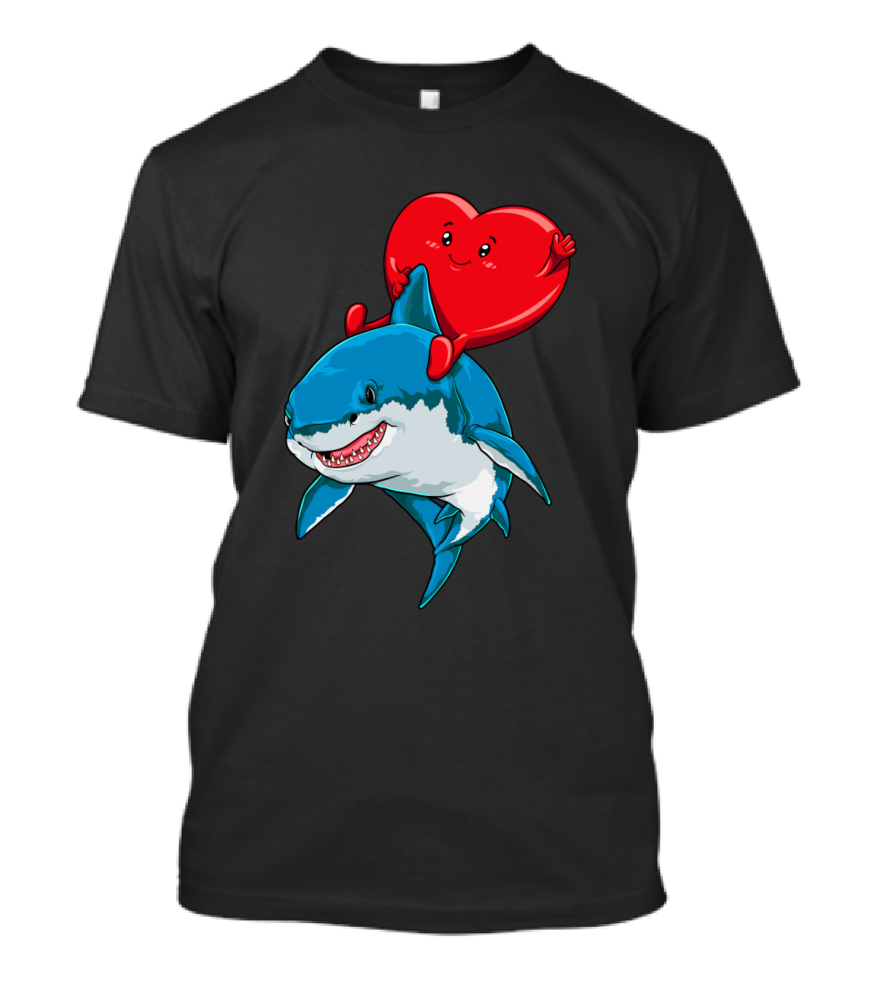 Valentines Day Heart Riding Shark Lovers T-Shirt