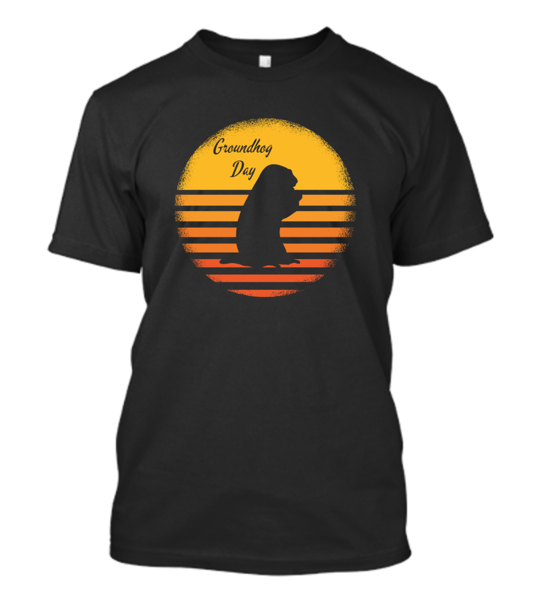 Groundhog Day Silhouette Sunset Retro Holiday America Canada T-Shirt