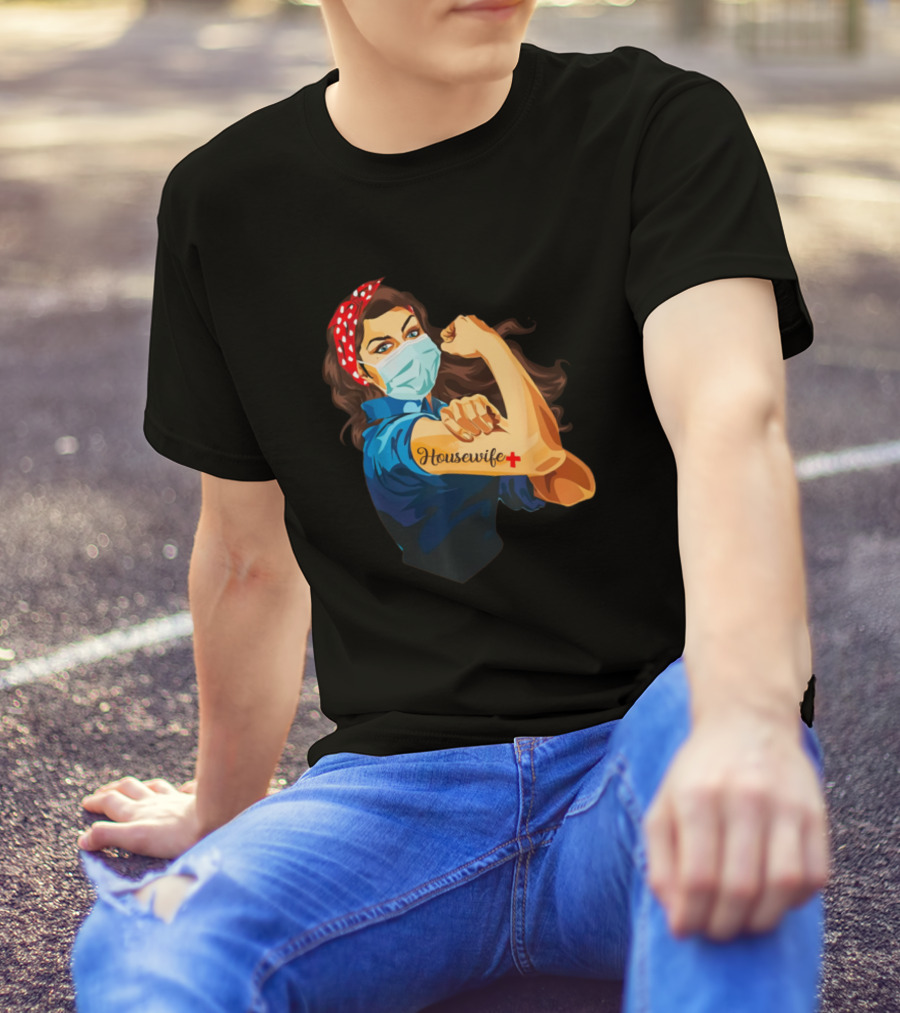 Housewife Men And Women We Can Do It Fight Together Rosie The Riveter Masked Empowerment T-Shirt