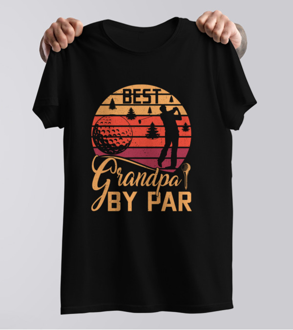 Best Grandpa By Par Golf Sunset T-Shirt