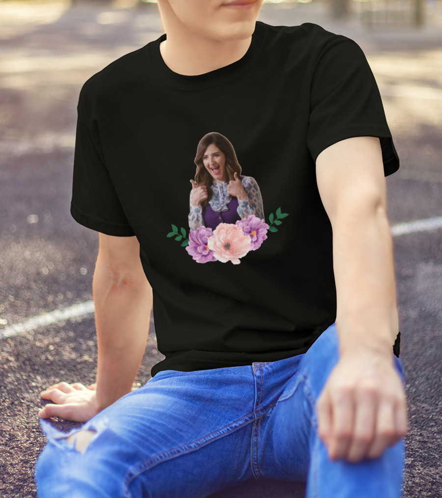 Janet Thumbs Up With Floral T-Shirt