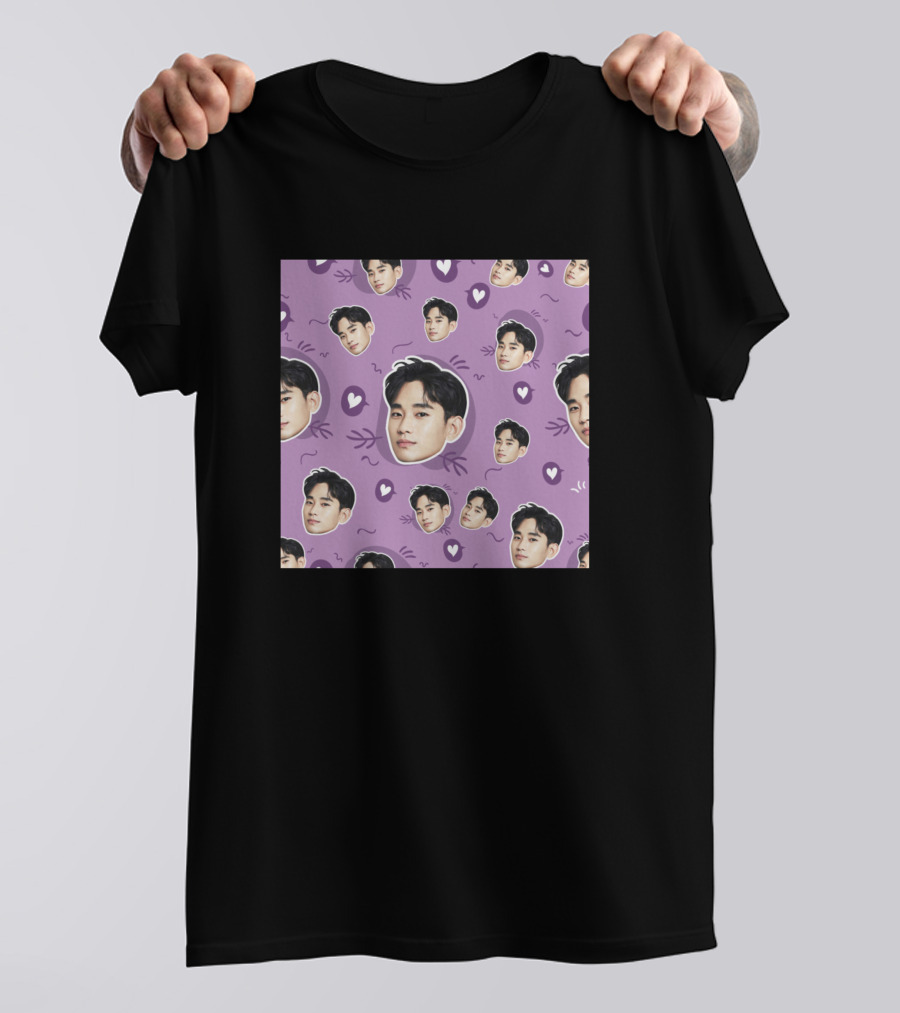 Kim Soo Hyun It's Okay To Not Be Okay Heart Pattern Face Repeats T-Shirt