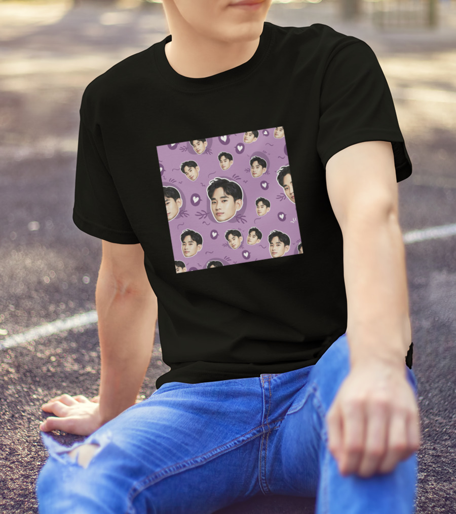 Kim Soo Hyun It's Okay To Not Be Okay Heart Pattern Face Repeats T-Shirt