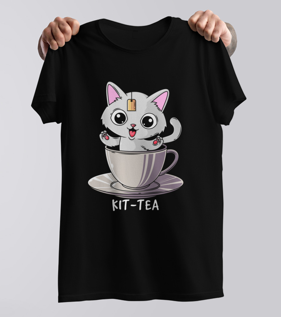Kit Tea Cat Tea Funny Cat Lover Cute Kitty In Teacup T-Shirt