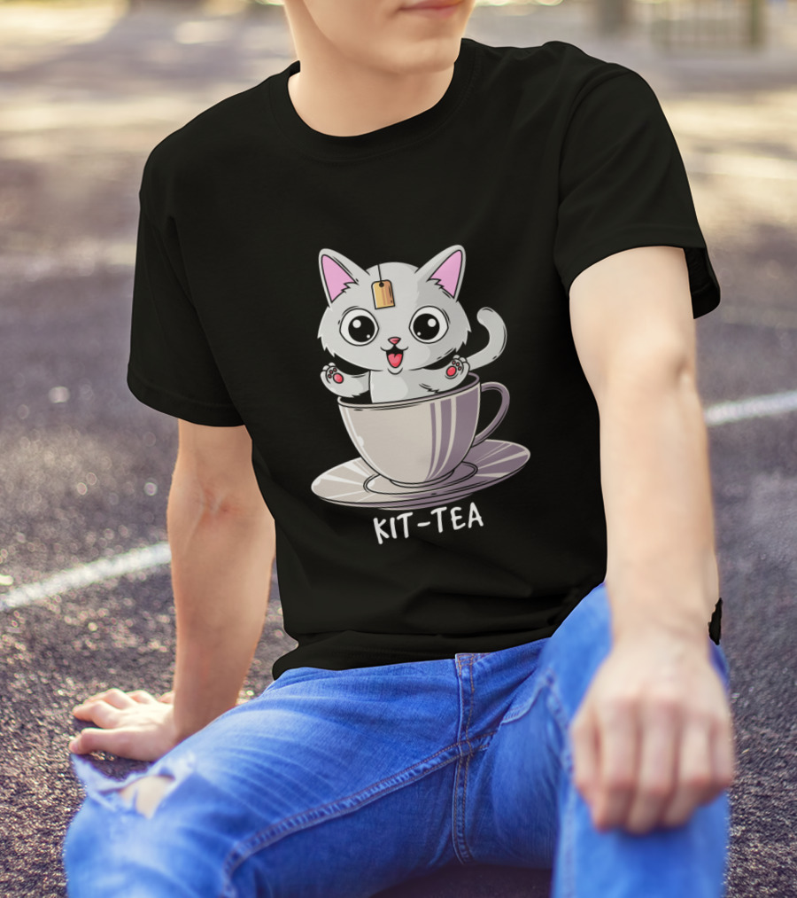 Kit Tea Cat Tea Funny Cat Lover Cute Kitty In Teacup T-Shirt