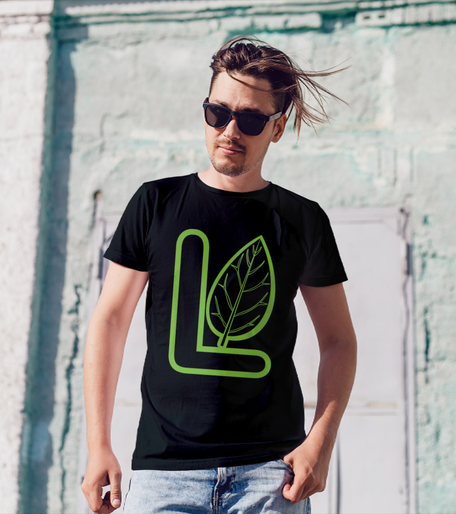L Is For Leaf Green Letter L With Leaf Outline T-Shirt
