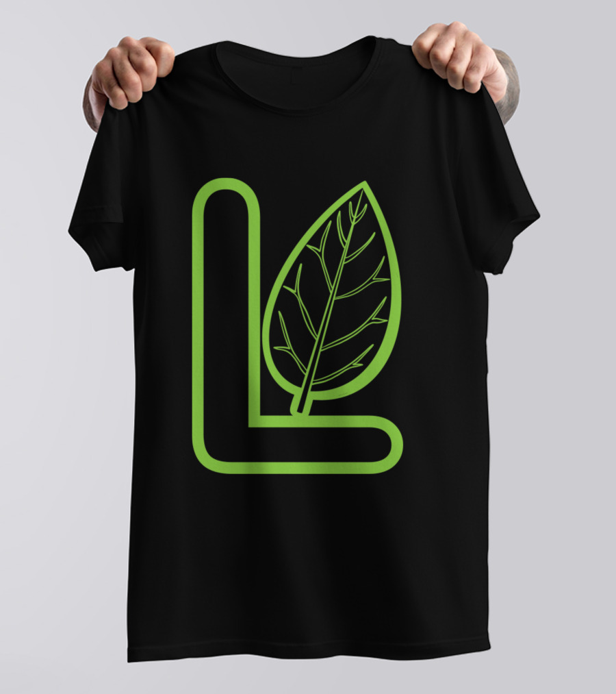 L Is For Leaf Green Letter L With Leaf Outline T-Shirt