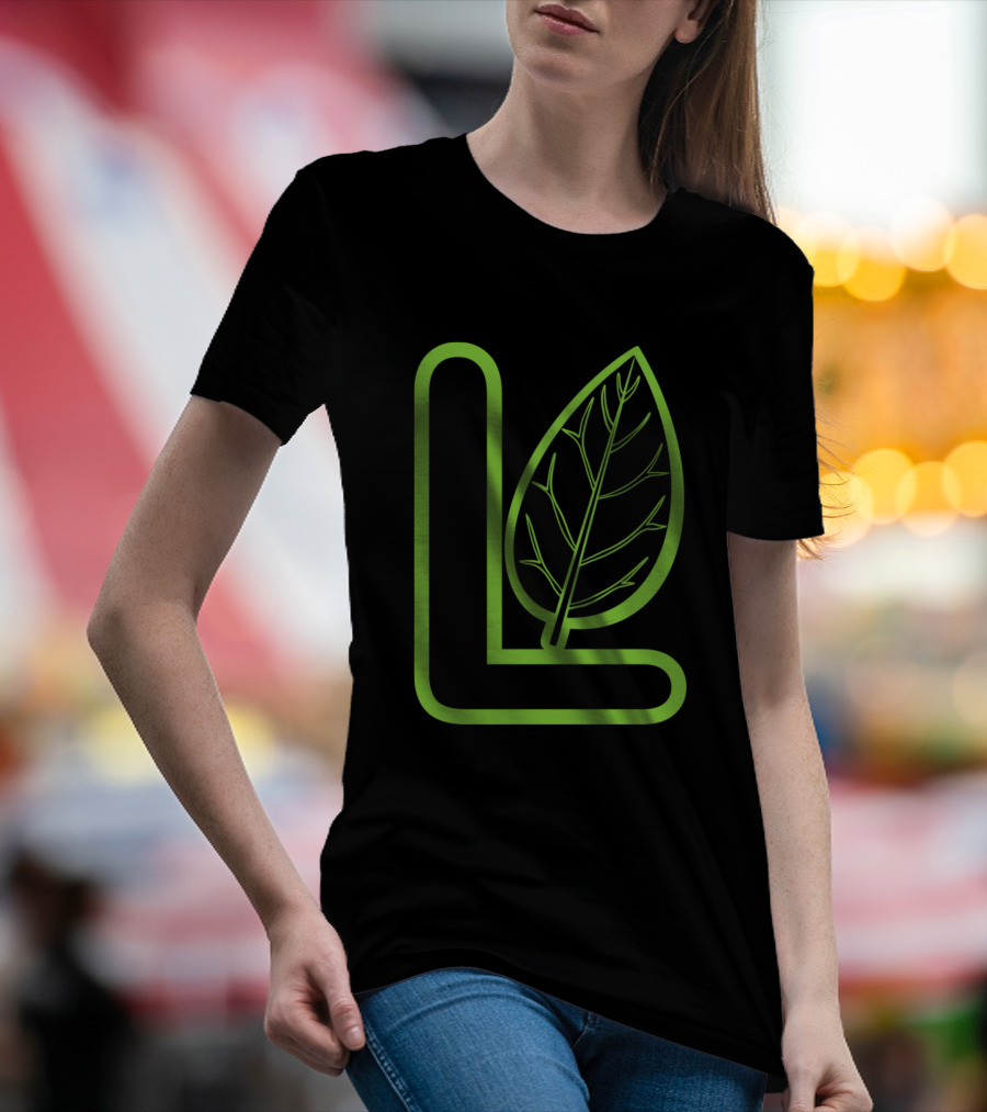 L Is For Leaf Green Letter L With Leaf Outline T-Shirt