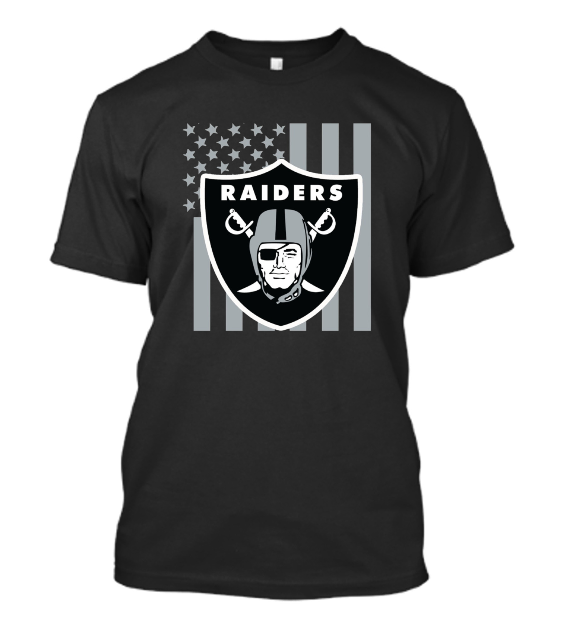 Raiders Las Vegas Football Team American Flag Shield T-Shirt