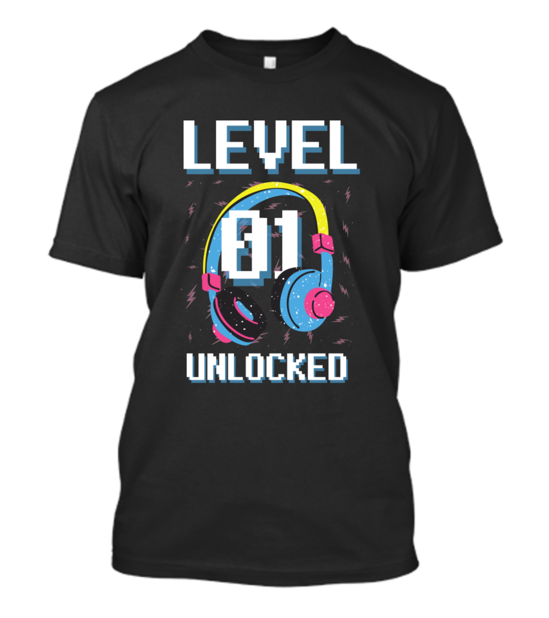 Level 01 Unlocked Retro Gaming Birthday Headphones T-Shirt